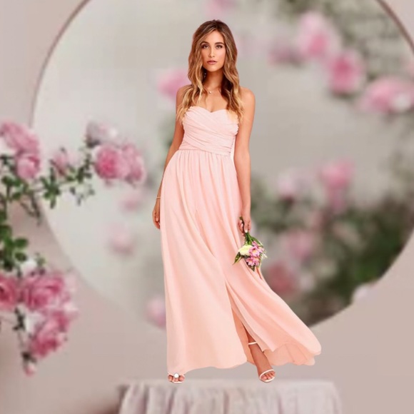 Moonlight Serenade Peach Strapless Maxi Dress - Picture 3 of 4